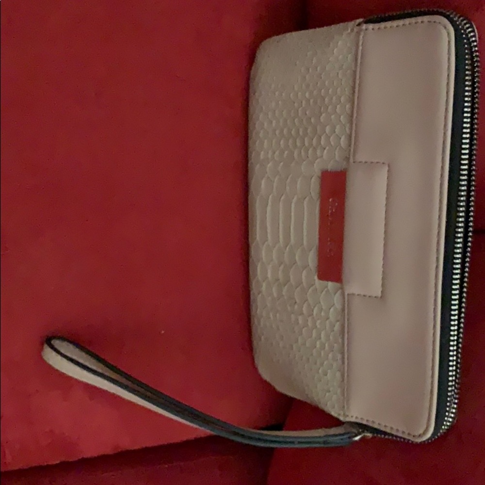 Calvin Klein partial snakeskin large wristlet!!